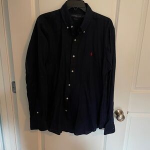 Ralph Lauren linen navy long sleeve dress shirt